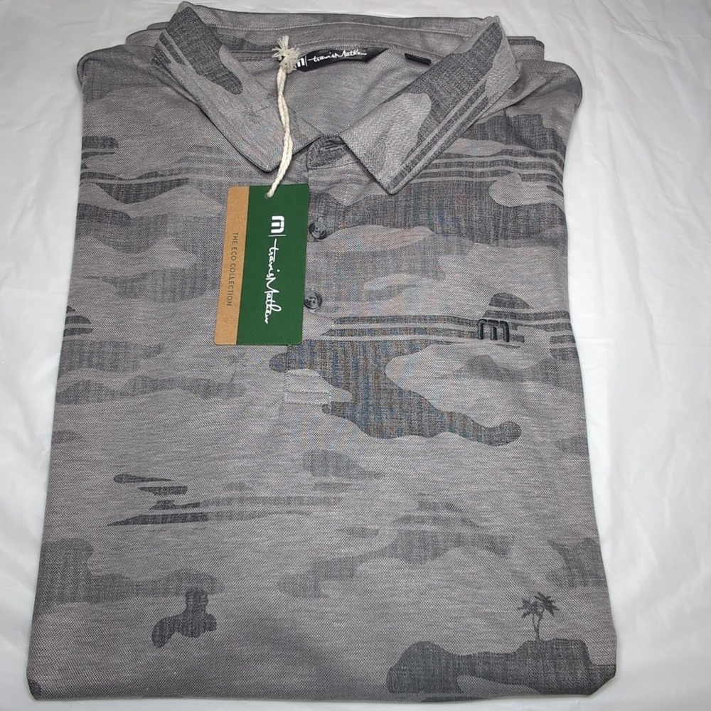 NWT Travis Mathew XXXL Beachside Stealth Grey Camo Polo Shirt